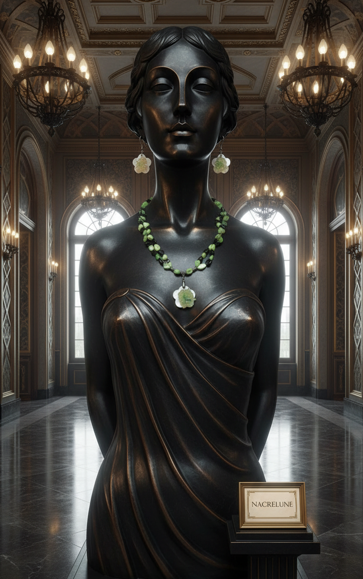 Parure Perles de Nacre Colorées & Fleur en Nacre | Collier et Boucles d'Oreilles | NACRELUNE nacrelune.com parure