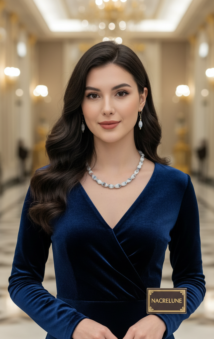 Parure Perles de Verre Blanc Décorées Multicolore | Collier et Boucles d'Oreilles | NACRELUNE nacrelune.com parure