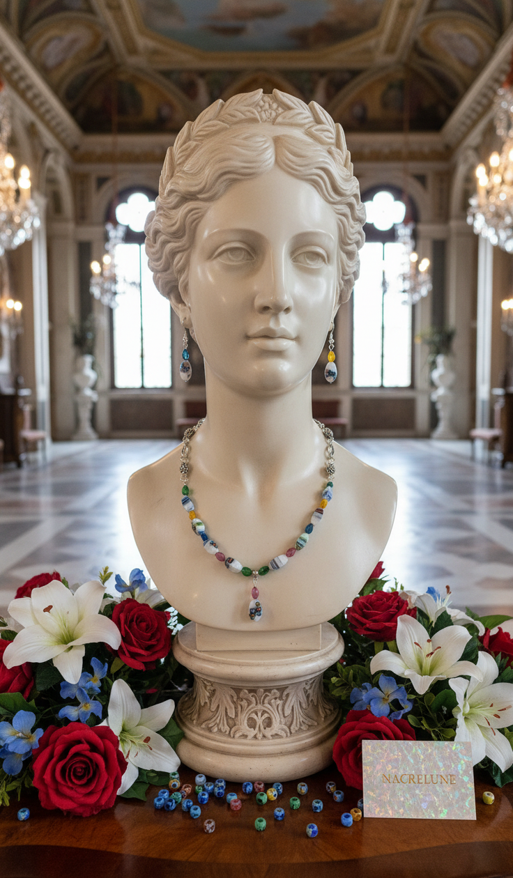 Parure Perles de Verre Colorées | Collier et Boucles d'Oreilles | NACRELUNE nacrelune.com parure