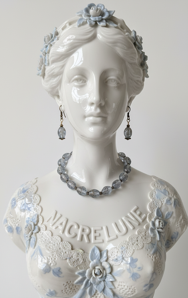 Parure Perles de Verre Venitien Bleu - Artisanat d'Exception & Bleu Lumineux | NACRELUNE NACRELUNE parure