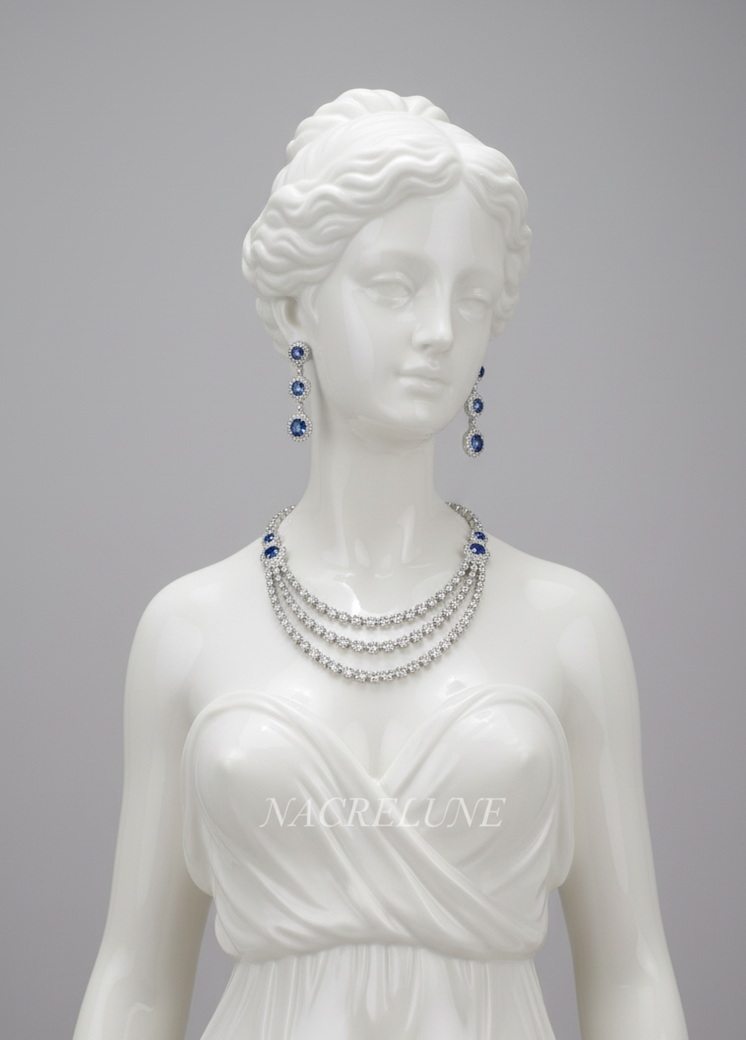 Parure Petits Strass Bleu Roi - Intensite Royale & Eclat Delicat | NACRELUNE NACRELUNE parure