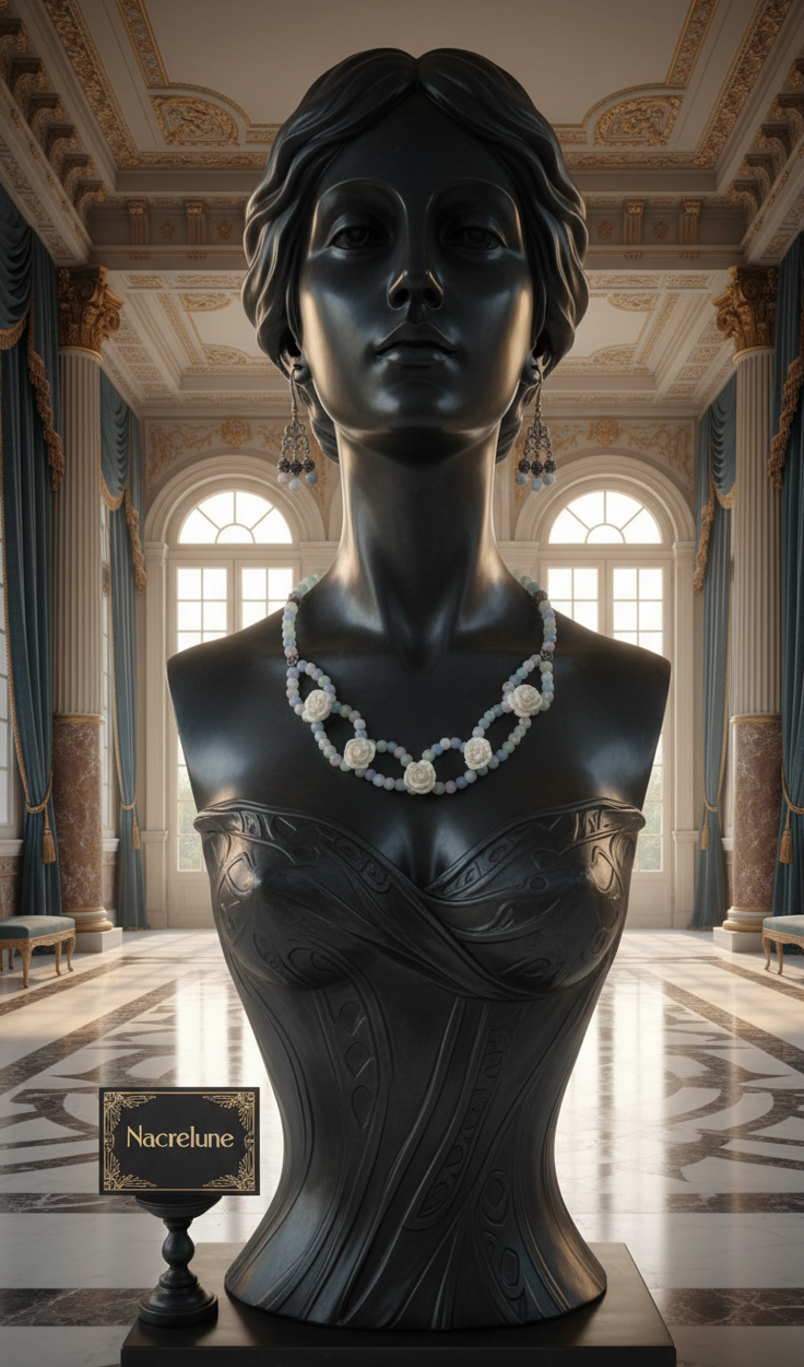 Parure Roses Blanches en Résine & Perles de Verre | Collier et Boucles d'Oreilles | NACRELUNE nacrelune.com parure