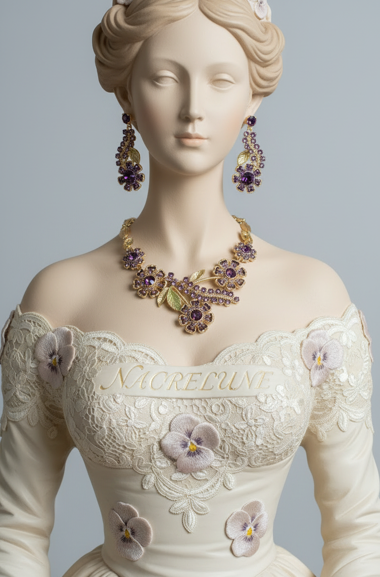 Parure Strass Grandes Marguerites - Eclat Floral & Joie Printaniere | NACRELUNE Violet NACRELUNE parure