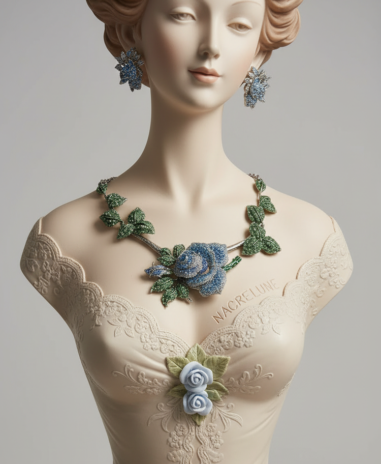 Parure Strass Roses Bleues - Eclat Floral & Elegance Romantique | NACRELUNE NACRELUNE parure