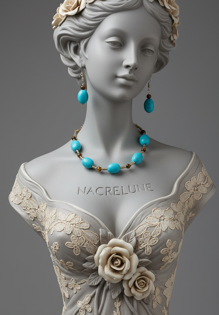 Parure Turquoise & Oeil du Tigre - Communication & Protection | NACRELUNE NACRELUNE parure