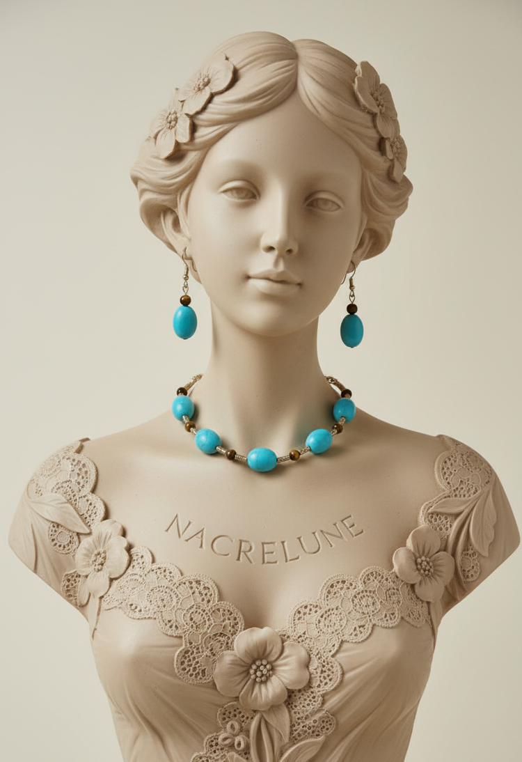 Parure Turquoise & Oeil du Tigre - Communication & Protection | NACRELUNE NACRELUNE parure