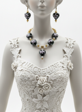 Parure Verre Venitien & Coeurs Noir et Rose Decores a la Main - Audace & Romantisme | NACRELUNE NACRELUNE parure