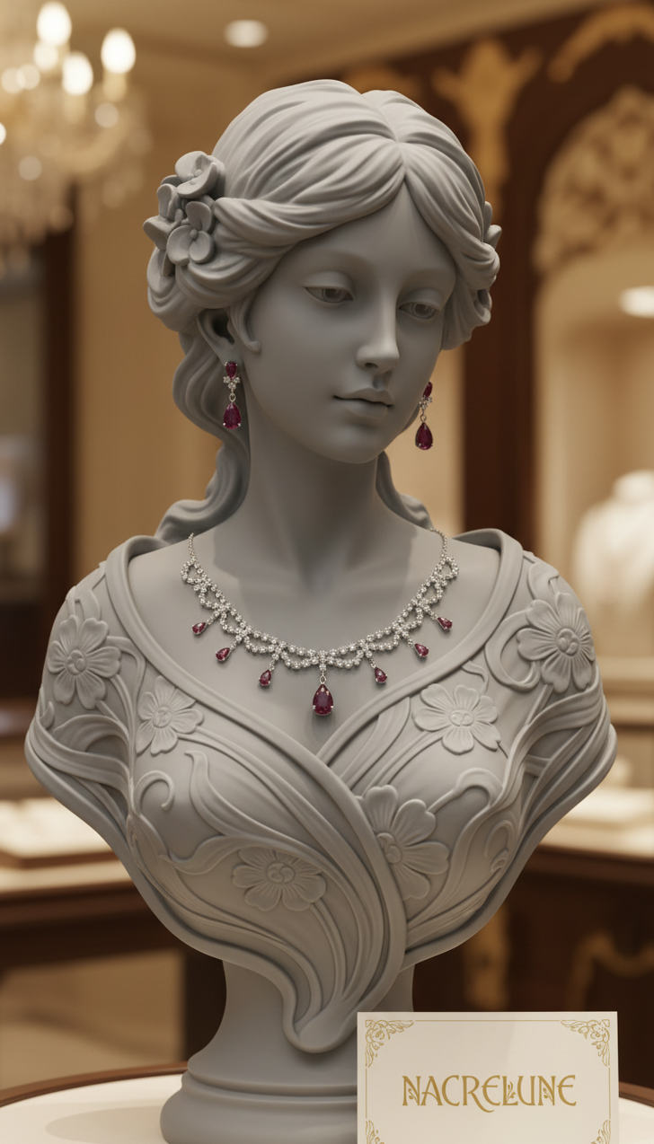 👑 Parure Vintage Strass Rouge & Blanc — Esprit Art Nouveau | NACRELUNE nacrelune.com parure
