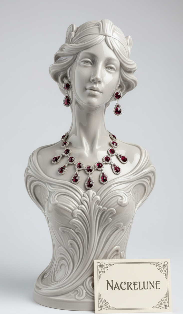 👑 Parure Vintage en Strass Rouge | Collier et Boucles d'Oreilles | NACRELUNE nacrelune.com parure