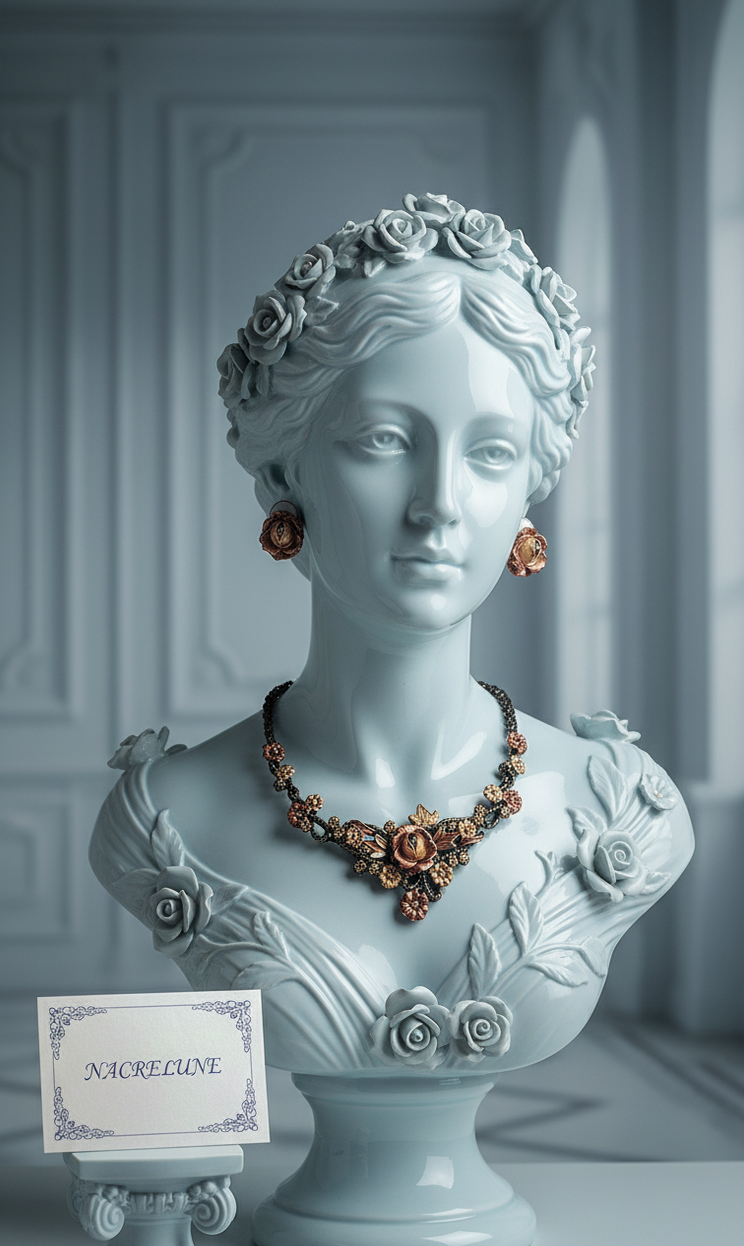 Parure de Fleurs en Émail | Collier et Boucles d'Oreilles | NACRELUNE nacrelune.com parure