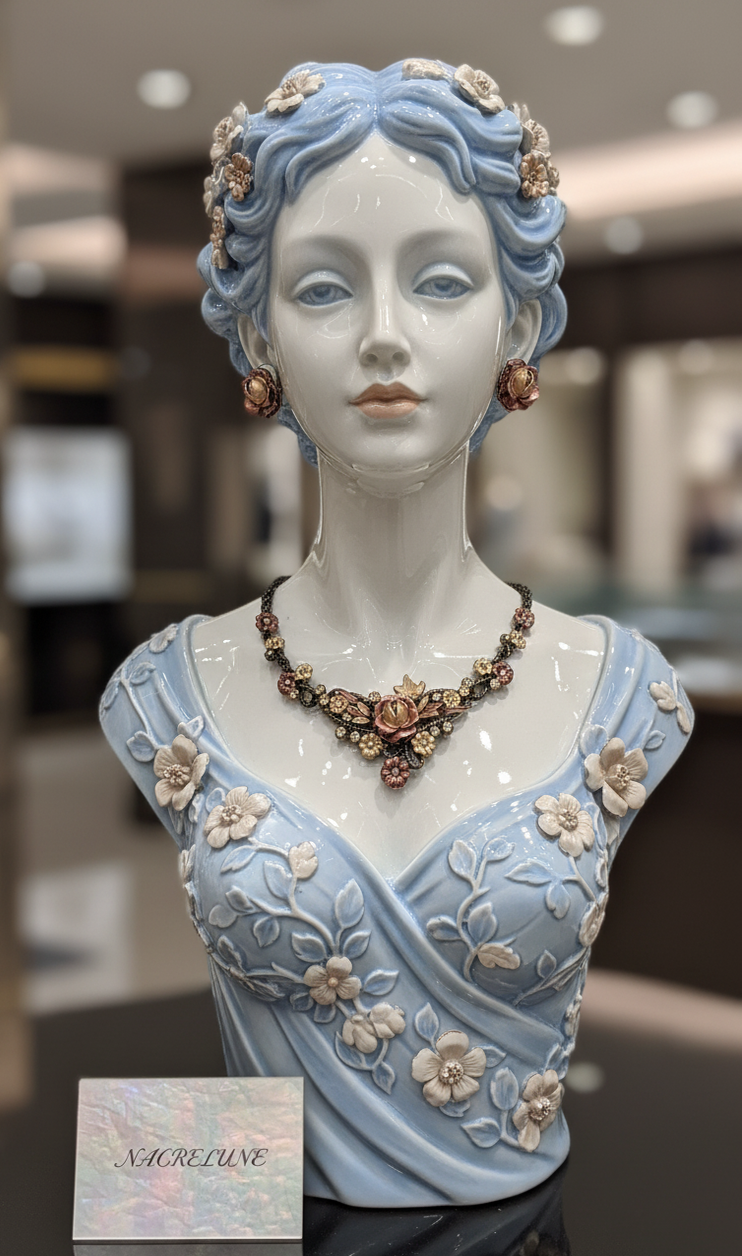 Parure de Fleurs en Émail | Collier et Boucles d'Oreilles | NACRELUNE nacrelune.com parure