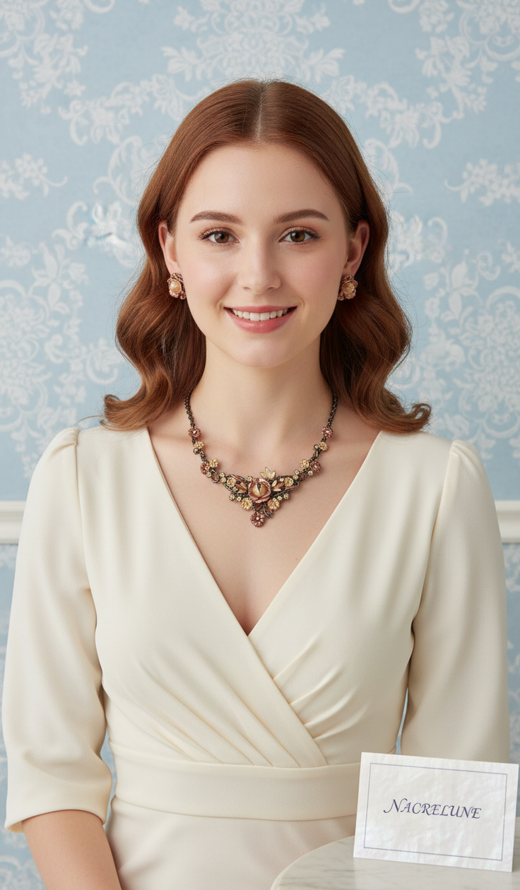 Parure de Fleurs en Émail | Collier et Boucles d'Oreilles | NACRELUNE nacrelune.com parure