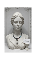 Parure en Perles d'Agate Grise & Porcelaine Colorées | Collier et Boucles d'Oreilles | NACRELUNE nacrelune.com parure