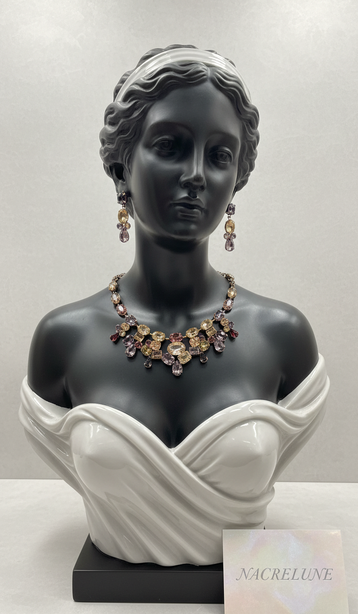 Parure en Strass Multicolores | Collier et Boucles d'Oreilles | NACRELUNE nacrelune.com parure