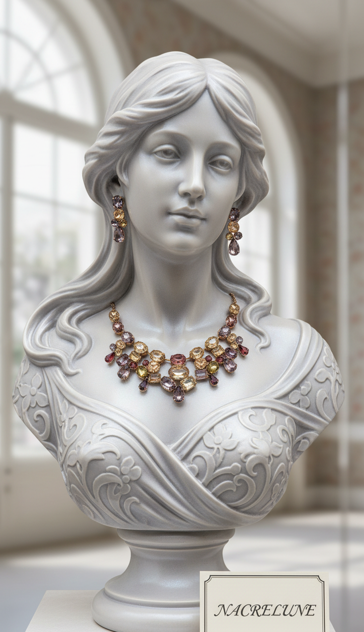 Parure en Strass Multicolores | Collier et Boucles d'Oreilles | NACRELUNE nacrelune.com parure