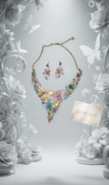 Parure en Strass Multicolores, Fleurs et Papillons | Collier et Boucles d'Oreilles | NACRELUNE nacrelune.com parure