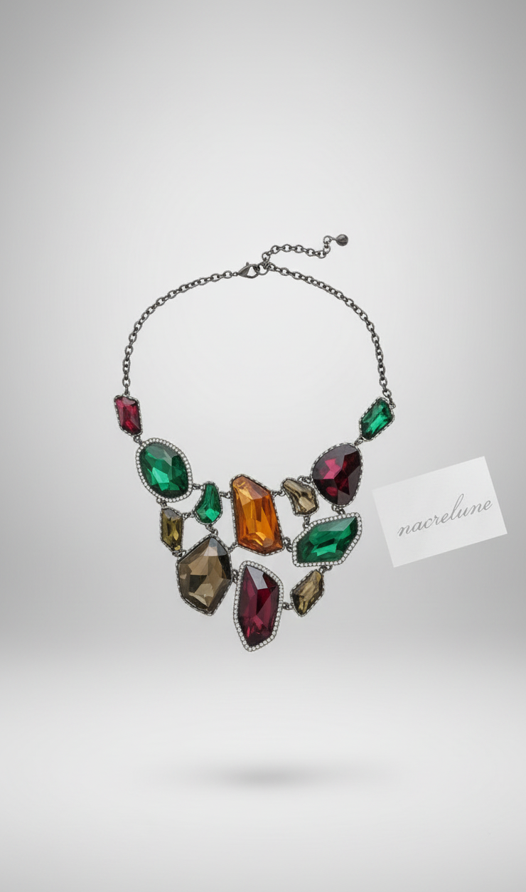 Parure en Strass Multicolores Très Légère | Collier et Boucles d'Oreilles | NACRELUNE nacrelune.com parure