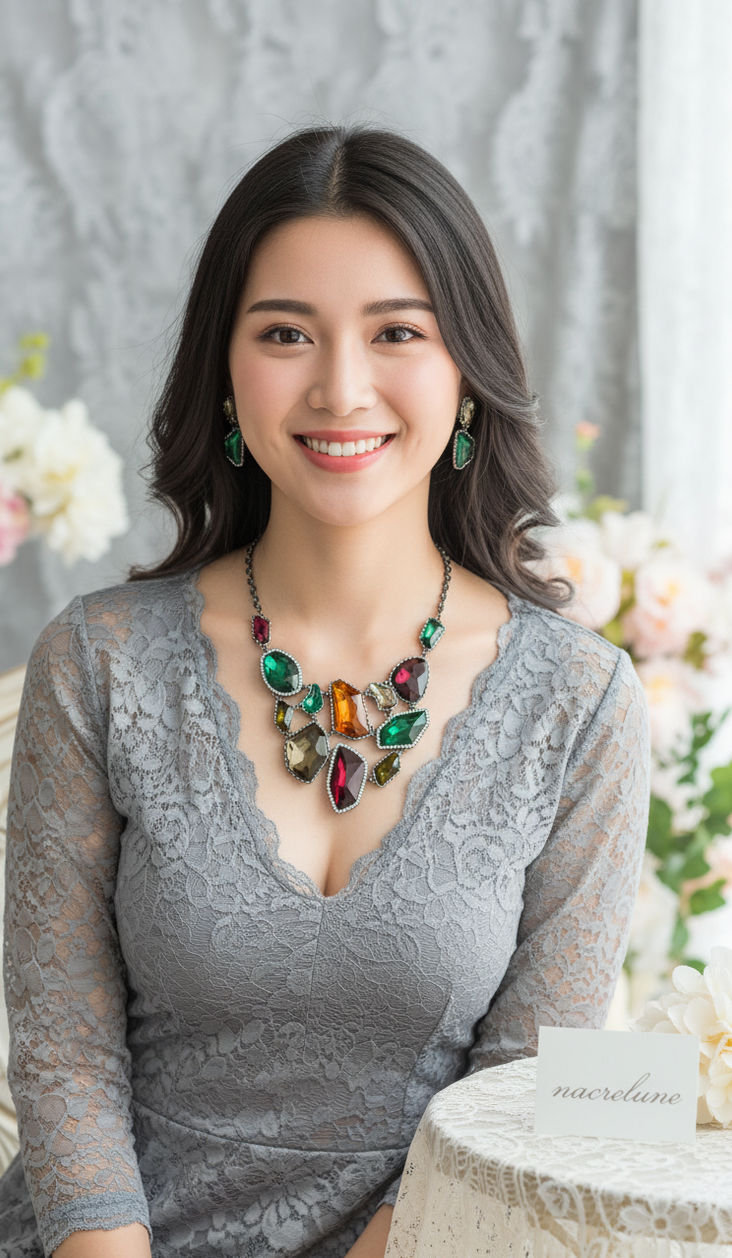 Parure en Strass Multicolores Très Légère | Collier et Boucles d'Oreilles | NACRELUNE nacrelune.com parure