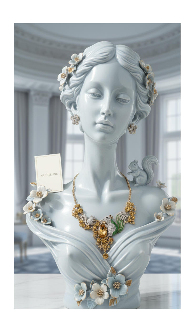 Parure en Strass Représentant des Écureuils | Collier et Boucles d'Oreilles | NACRELUNE nacrelune.com parure