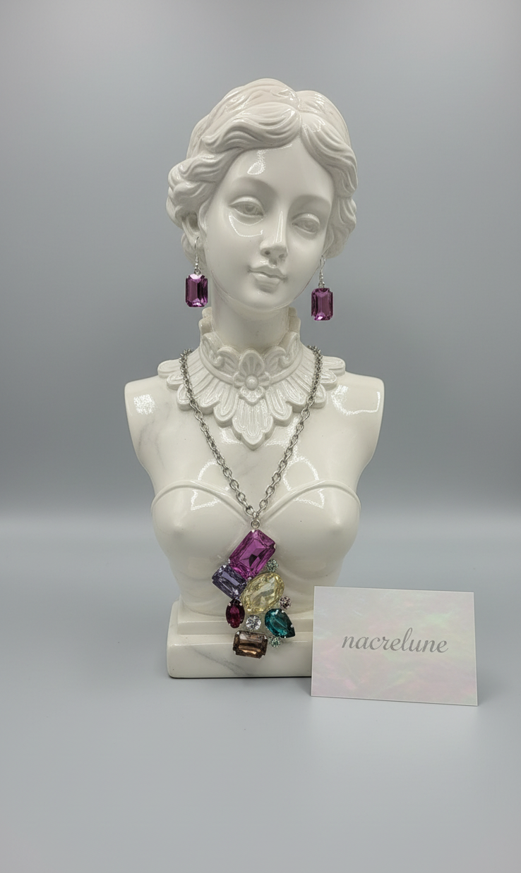 Parure en Strass Très Légère | Collier et Boucles d'Oreilles | NACRELUNE nacrelune.com parure