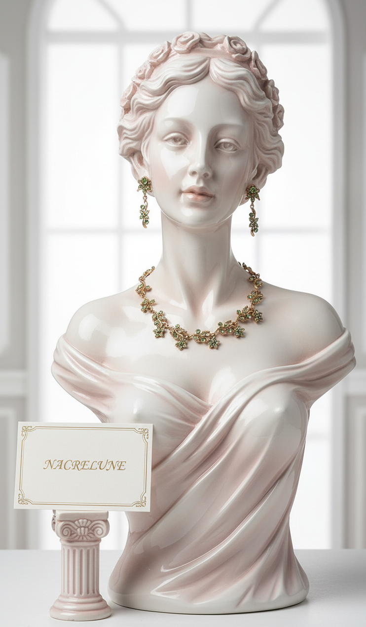 👑 Parure Vintage en Strass Vert Pâle | Collier et Boucles d'Oreilles | NACRELUNE nacrelune.com parure