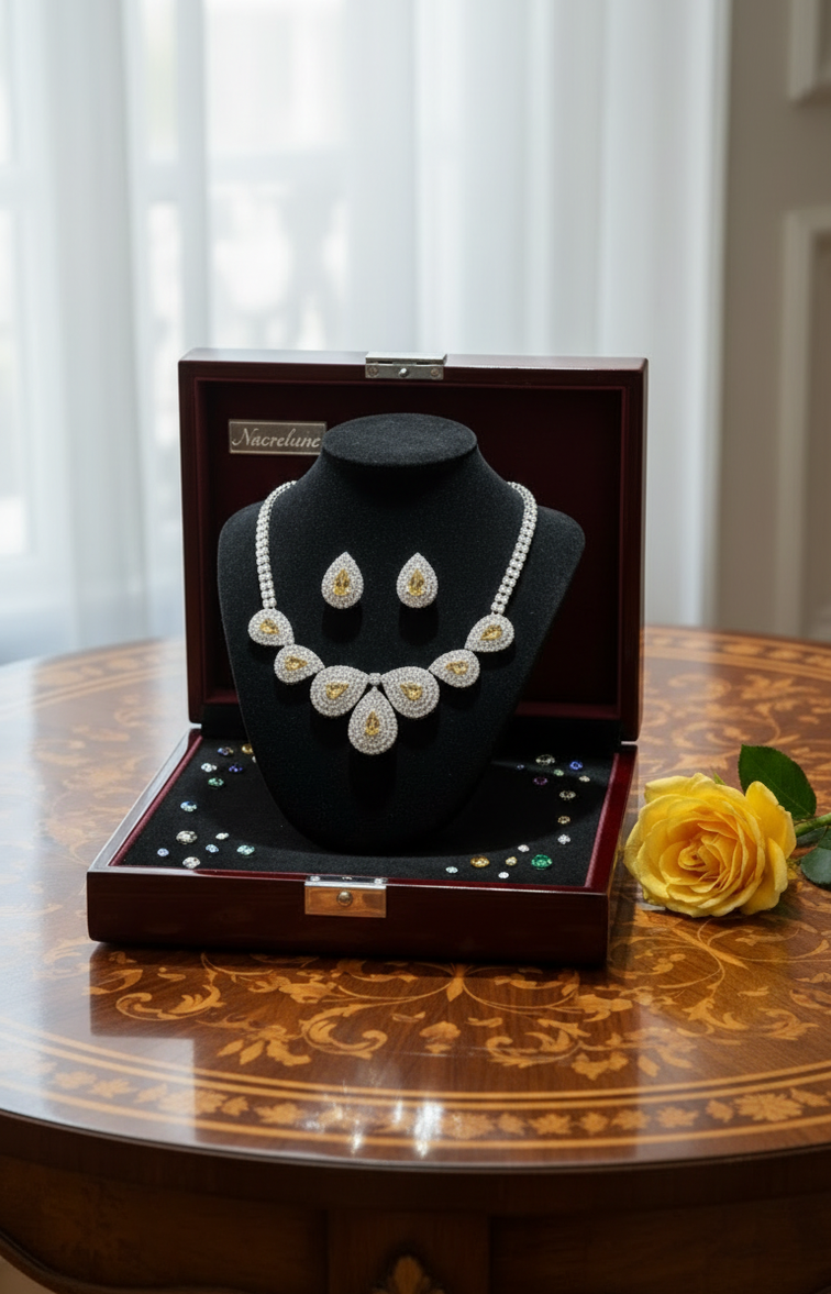 White and yellow rhinestone jewelry