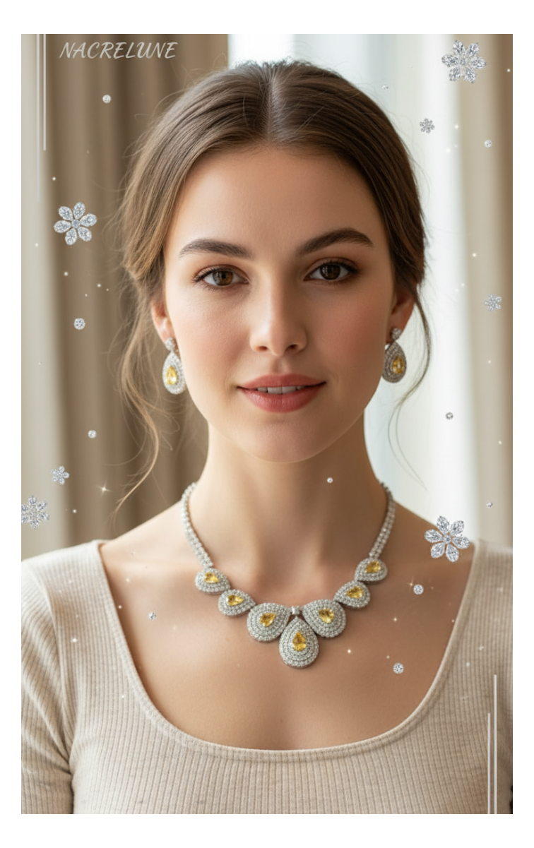 White and yellow rhinestone jewelry