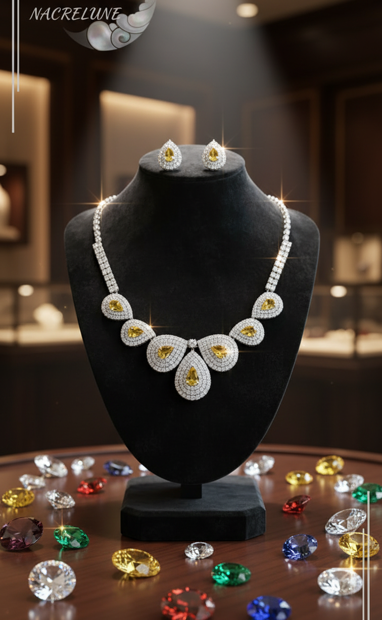 White and yellow rhinestone jewelry