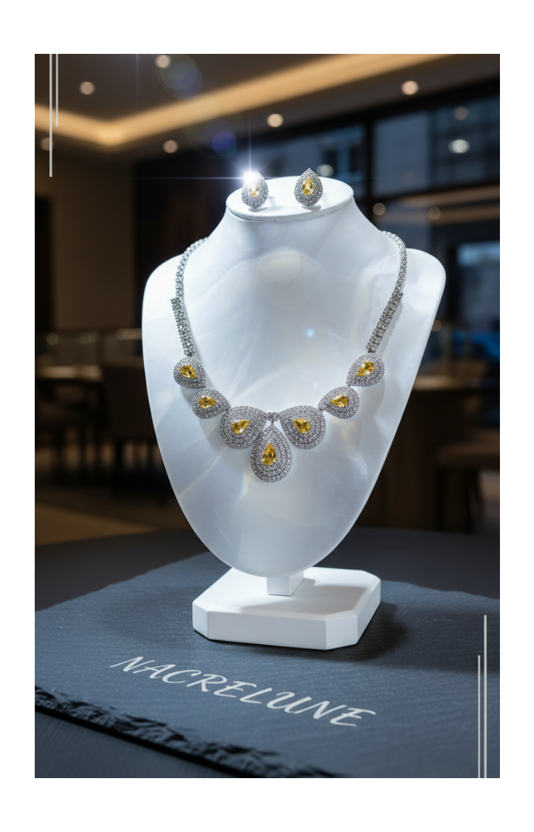 White and yellow rhinestone jewelry
