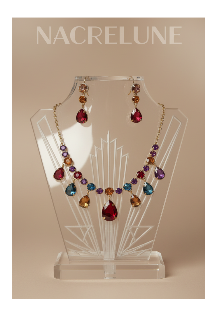 Parure en strass fantaisie multicolores