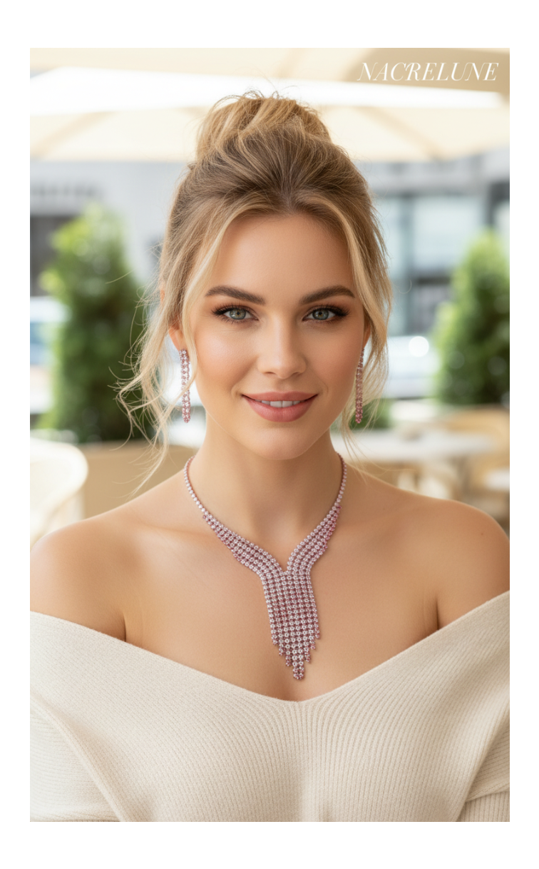 Parure en strass roses