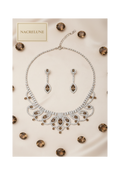 Parure en strass blancs et topazes ou améthyste, au choix