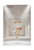 Parure fleurs en émail jaune orangé