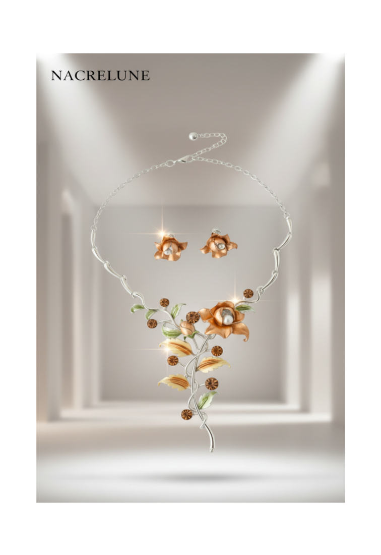 Flower set in orange-yellow enamel
