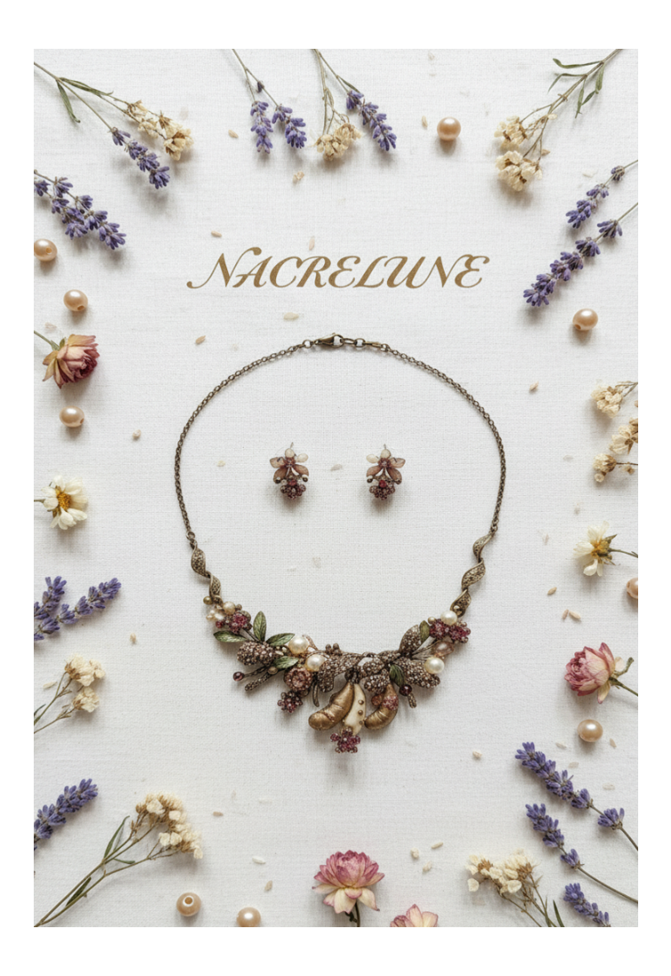 Parure fleurs et fruits en émail