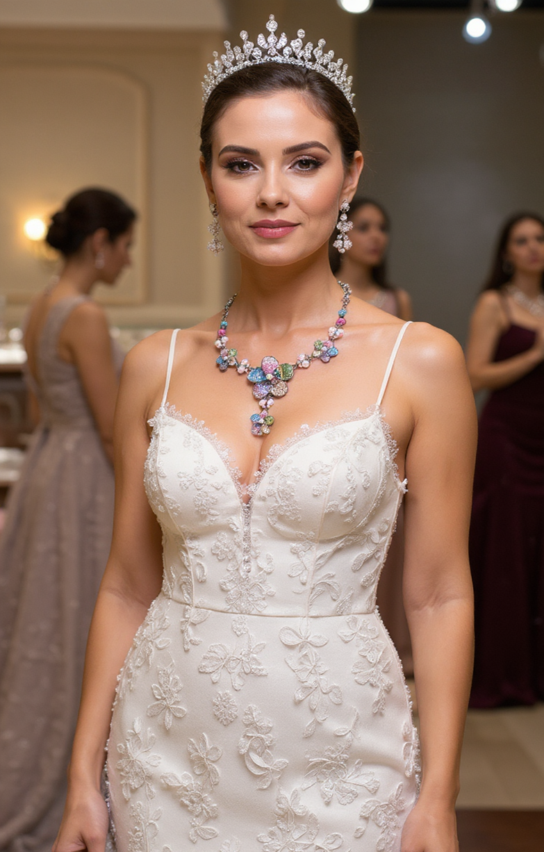 Parure fleurs en pavage de strass nacrelune.com parure