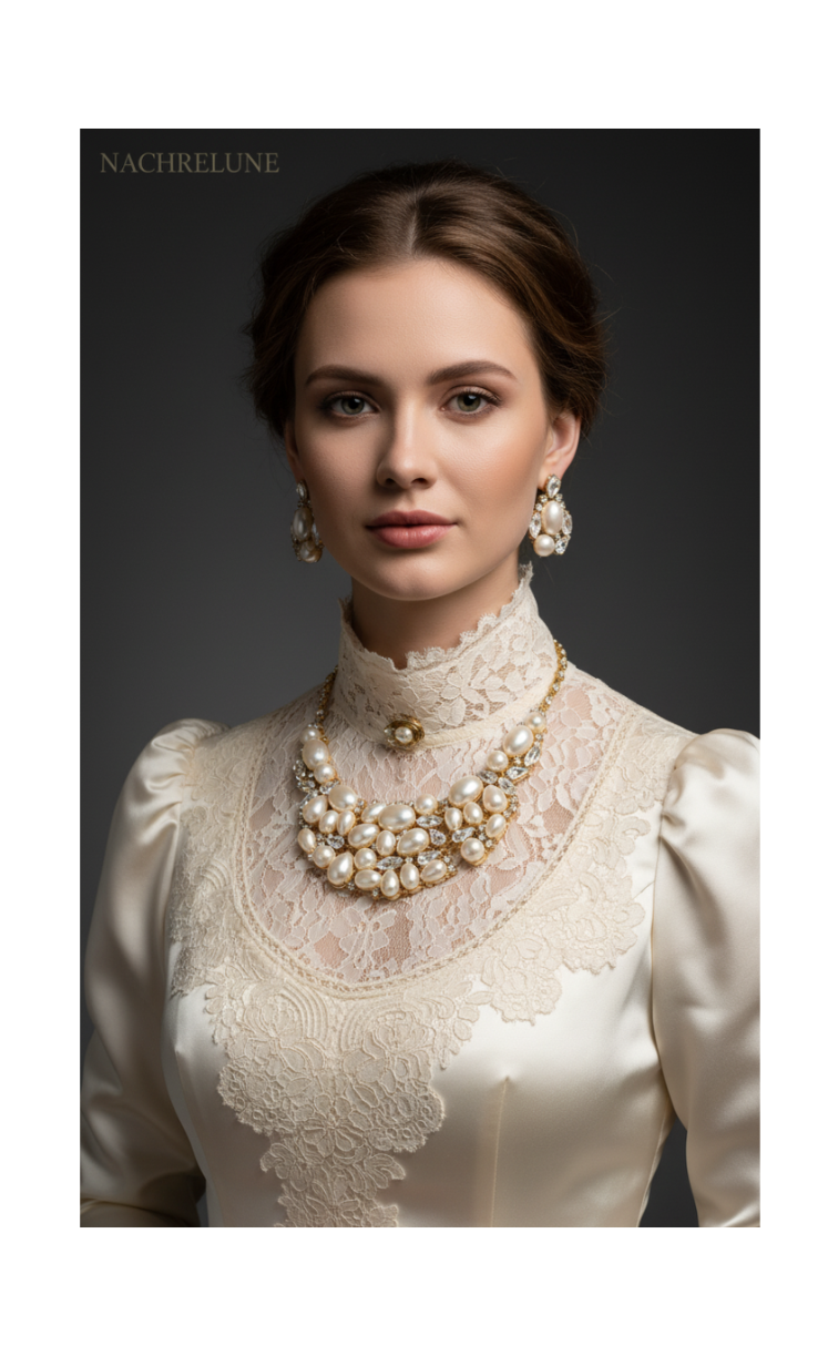 Parure fantaisie en perles fantaisie et strass aurore boréale