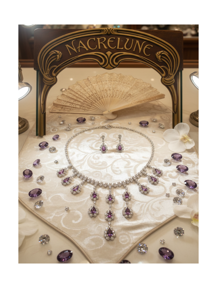 👑Parure vintage aux strass roses