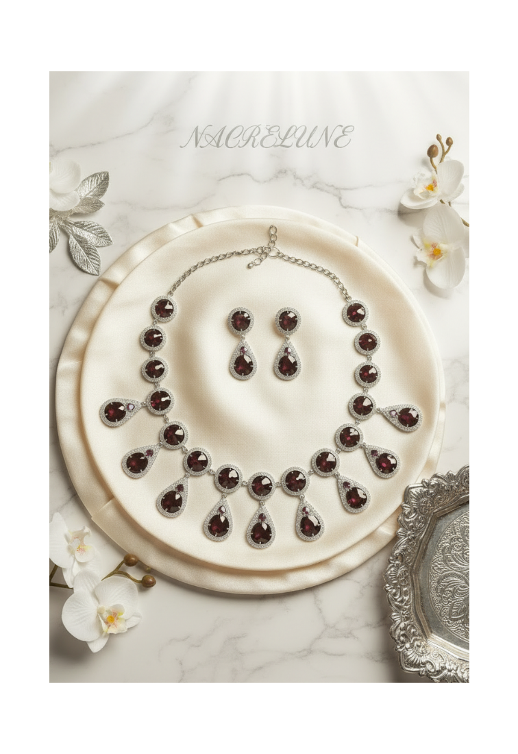 👑Parure vintage en strass rouge