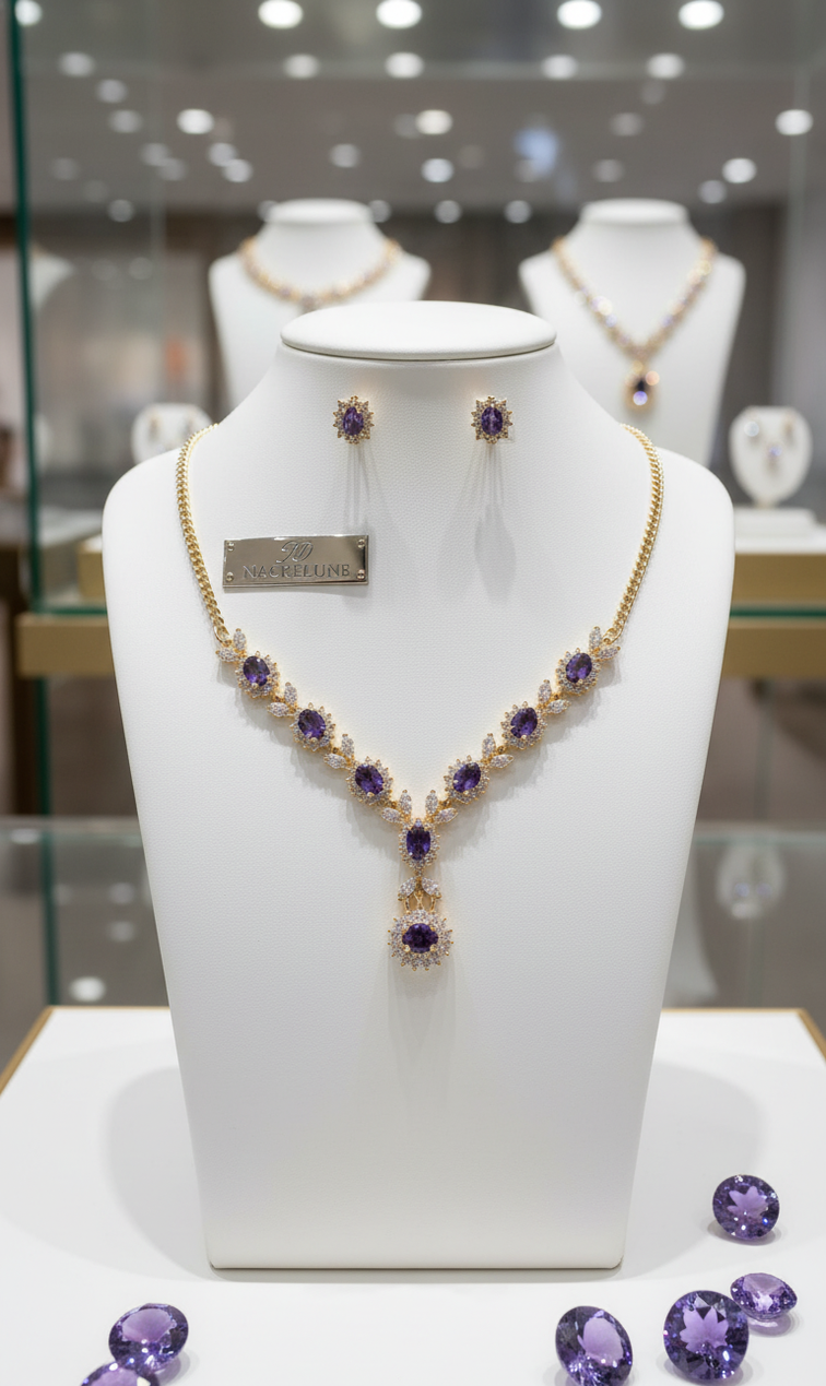Parure zirconia améthyste
