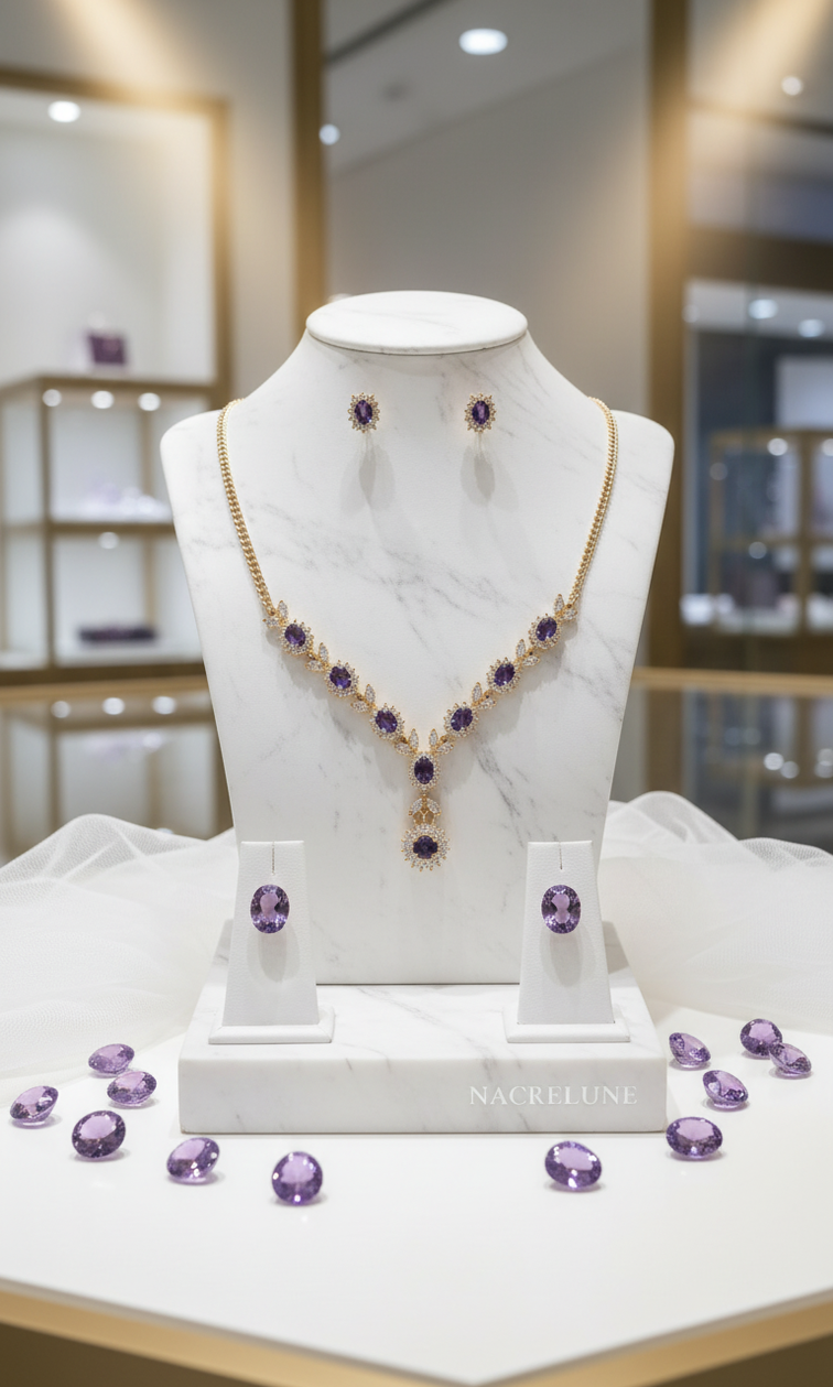 Parure zirconia améthyste