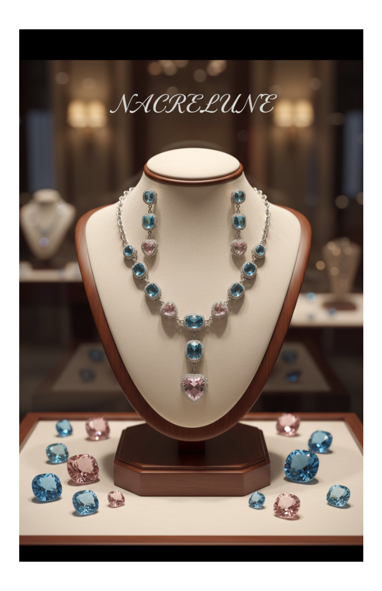 Parure rose et bleue en zirconia