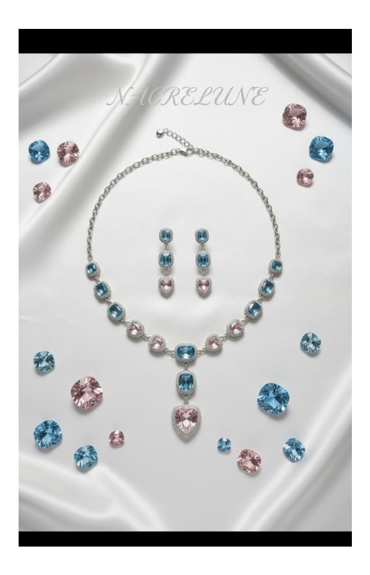 Parure rose et bleue en zirconia