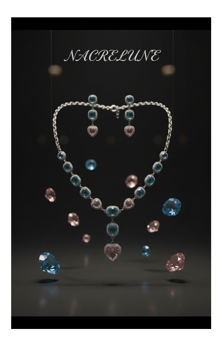 Parure rose et bleue en zirconia