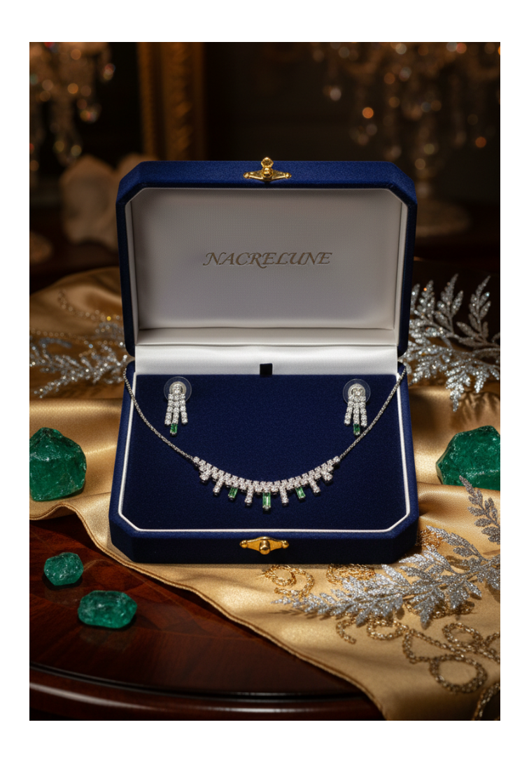 👑Pequeño conjunto de pedrería verde y blanca