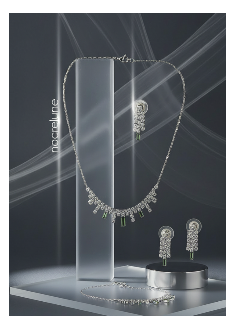 👑Pequeño conjunto de pedrería verde y blanca