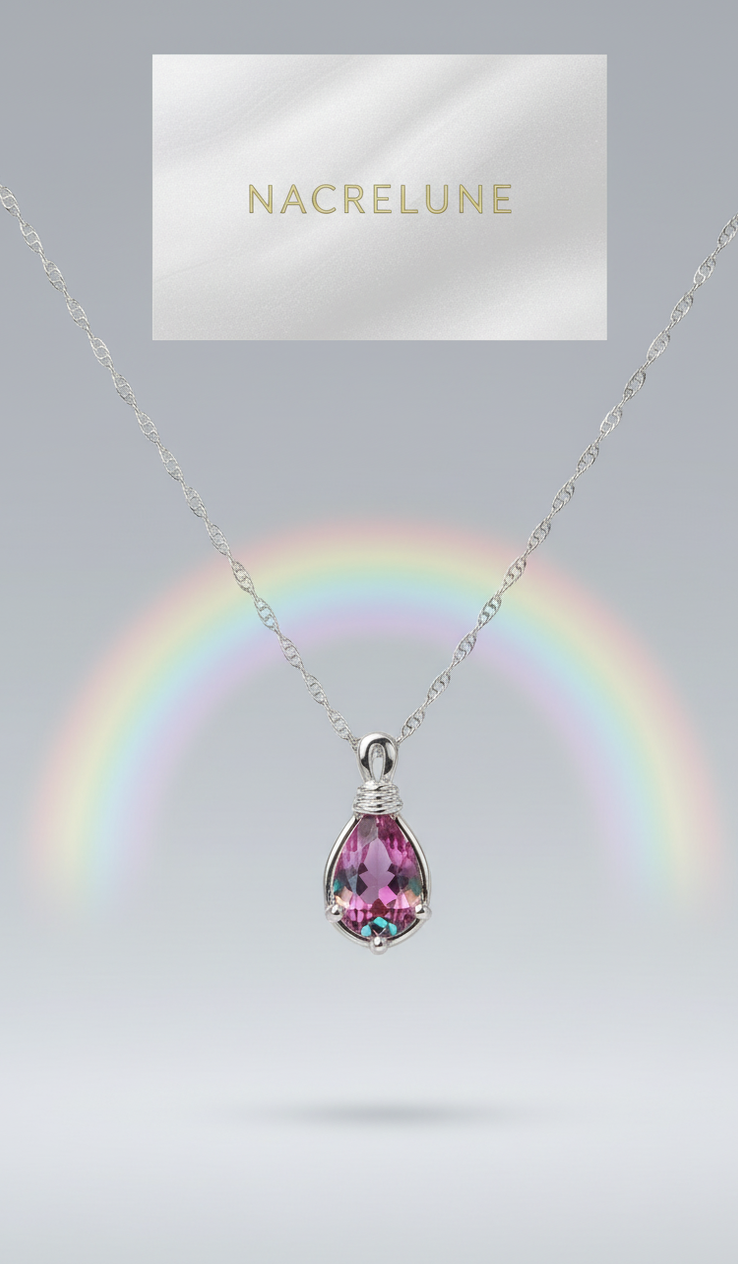 Pendentif en Argent avec Topaze Taillée Traitée Mystique | NACRELUNE NACRELUNE pendentif