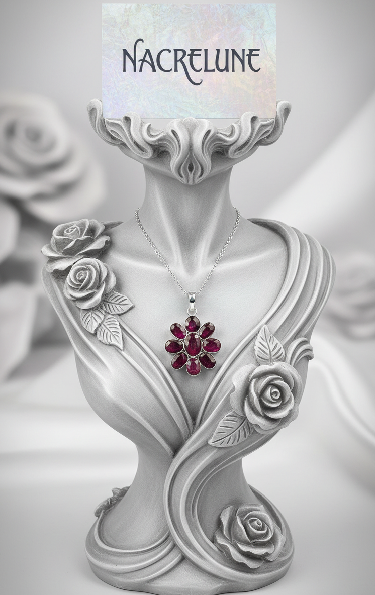 Pendentif en Argent 925 avec Rubis Facettés | NACRELUNE NACRELUNE pendentif