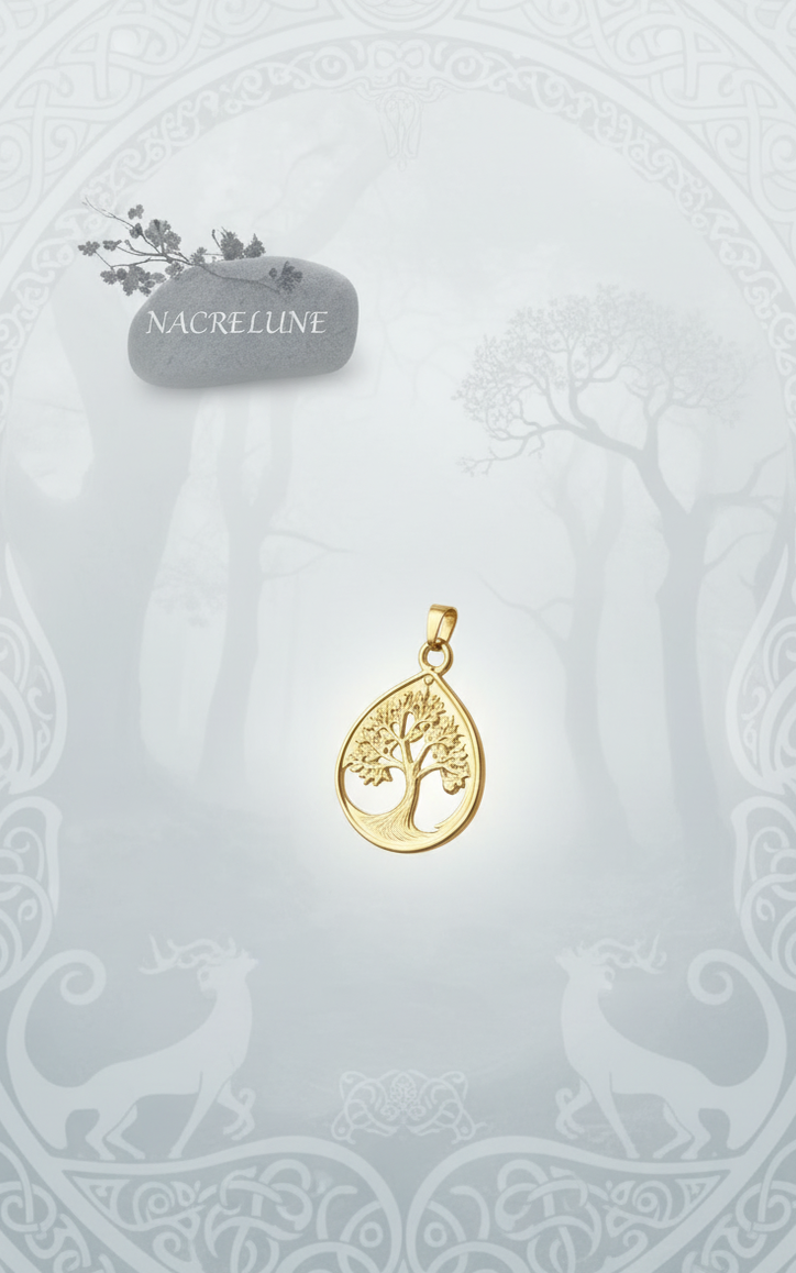 Pendentif Arbre de Vie Plaqué Or avec Chaîne – Chainette de Rallonge | NACRELUNE nacrelune.com pendentif