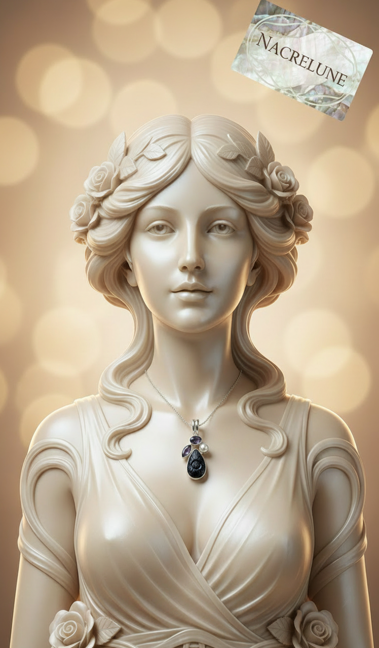 Pendentif Argent 925 — Pierre de Soleil Bleue, Améthystes & Perle Fine | NACRELUNE NACRELUNE pendentif